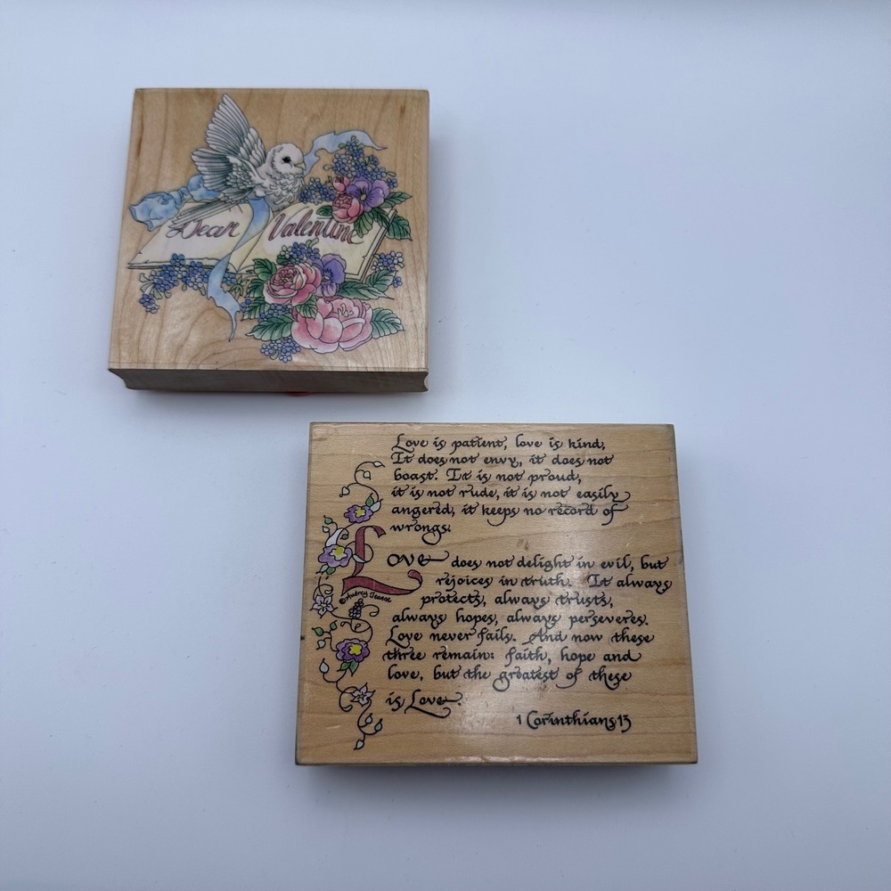 Stamps Happen Dear Valentine 60033 Love Is Patient 70035 Wood Rubber Stamp Lot